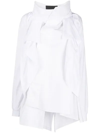 Aganovich Deconstructed High-neck Shirt In White