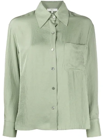 Vince Chest Pocket Long-sleeved Shirt In Green