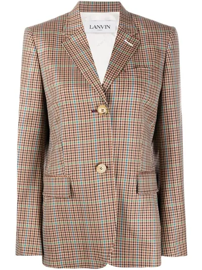 Lanvin Checked Single-breasted Blazer In Neutrals