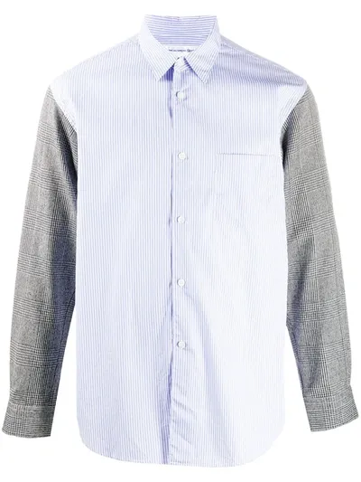 Comme Des Garçons Shirt Two-tone Cotton Shirt In Blue