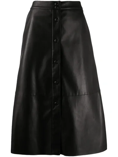 Semicouture High Waisted Black Faux Leather Skirt