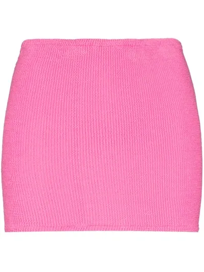 Hunza G High-rise Seersucker Stretch-woven Mini Skirt In Pink