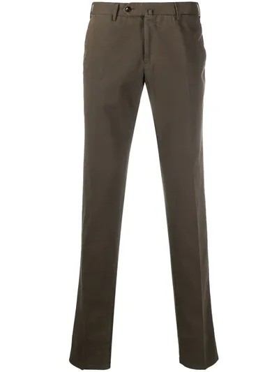 Pt01 Mid-rise Straight-leg Chinos In Brown