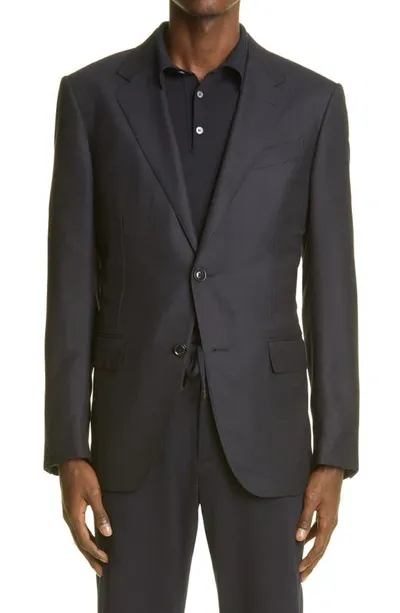 Ermenegildo Zegna Zegna Regular Fit Stretch Wool & Silk Sport Coat In Black