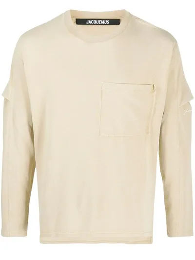 Jacquemus Tucked Sleeve T-shirt In Neutrals