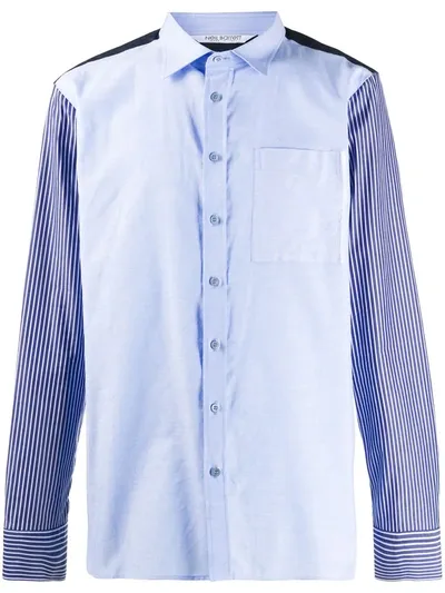 Neil Barrett Multi-panel Long Sleeve Shirt In Blue