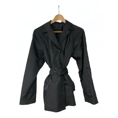 Pre-owned Prada Trench Coat In Black