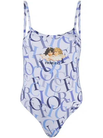 Fiorucci Logo-print Vest Bodysuit In Blue