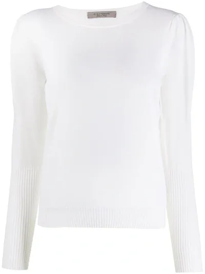 D-exterior Ribbed Cuff Knit Jumper In White