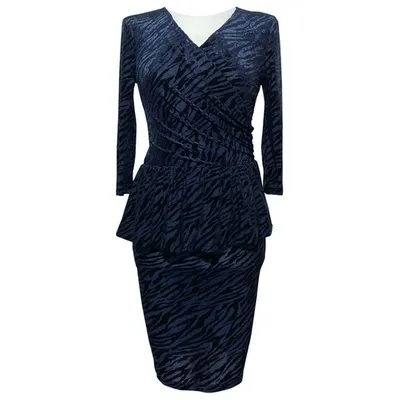 Pre-owned Ganni Mini Dress In Navy