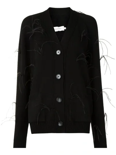 Marques' Almeida Feather Detail Cardigan In Black