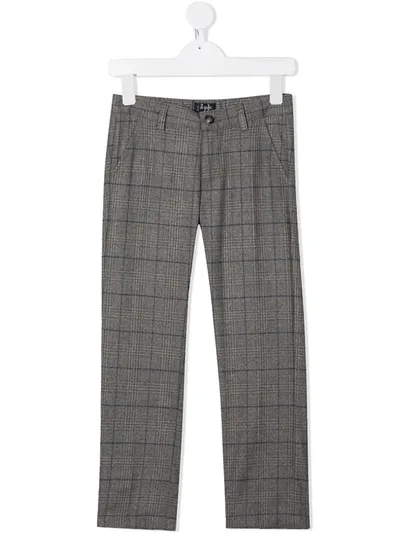 Il Gufo Kids' Plaid Check Trousers In Grey