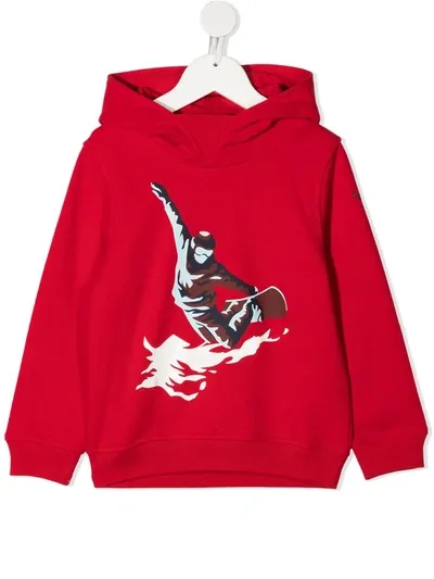 Il Gufo Kids' Ski Print Cotton Sweatshirt Hoodie In Red