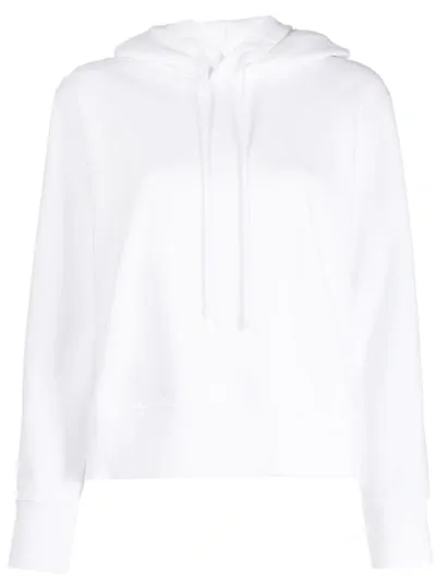 Mm6 Maison Margiela Embossed-logo Cotton-jersey Hooded Sweatshirt In White