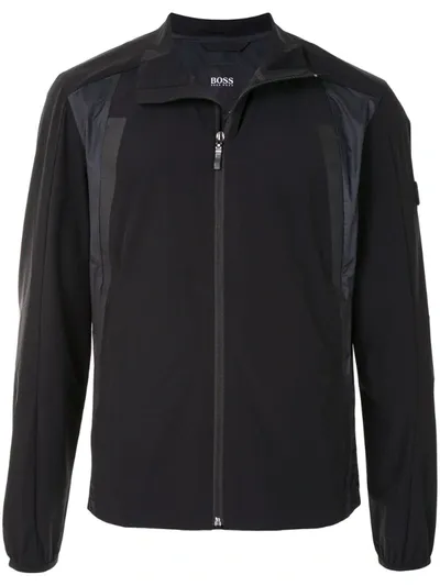 Hugo Boss Contrast-panel Light Jacket In Black