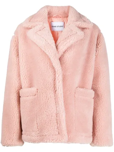 Stand Studio Marina Faux Shearling Jacket In Pink