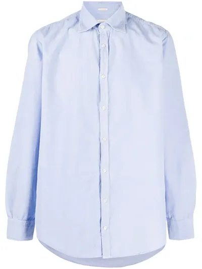 Massimo Alba Spread Collar Long-sleeve Shirt In Blue