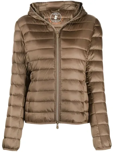 Save The Duck Irisy Hooded Puffer Jacket In Brown