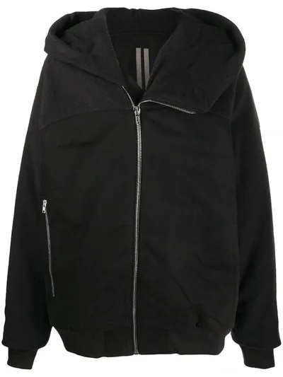 Rick Owens Drkshdw Asymmetric Hooded Jacket In Black