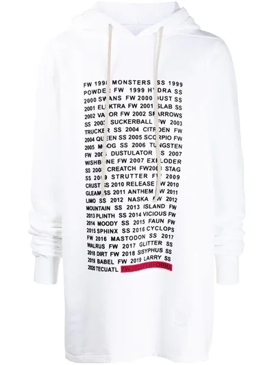 Rick Owens Drkshdw Performa Text-print Hoodie In White