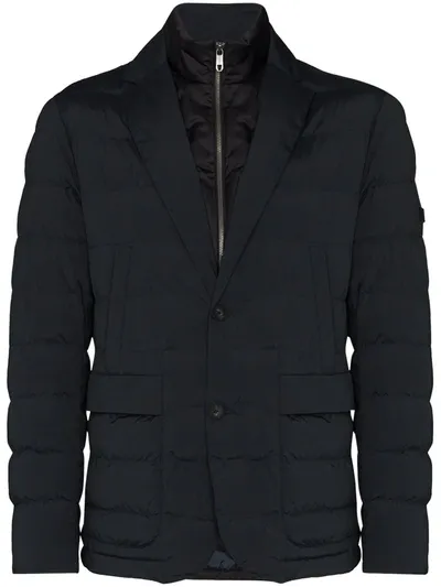 Z Zegna High Neck Padded Blazer Jacket In Blue