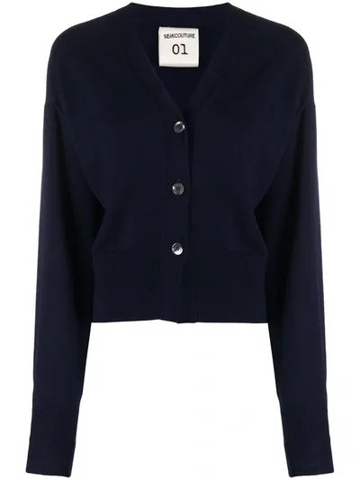 Semicouture Yowa Classic Cardigan In Blue