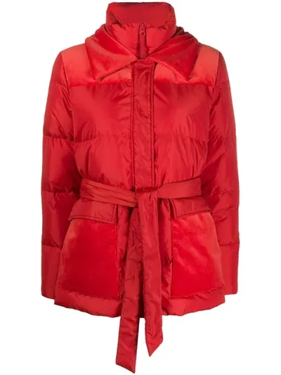 Aspesi Belted Puffer Jacket In Orange