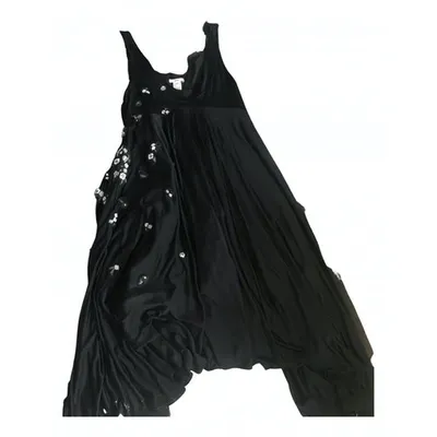 Pre-owned Kenzo Silk Mid-length Dress In Black