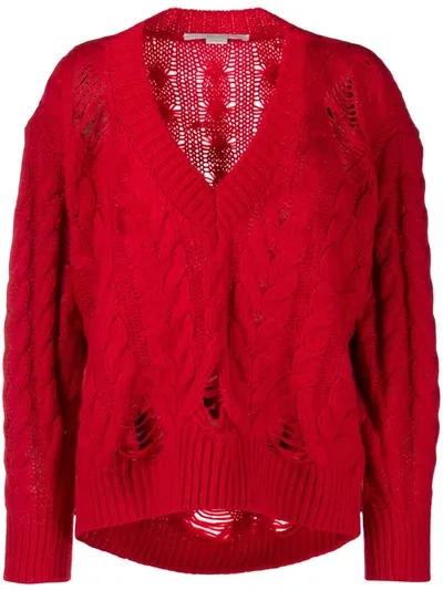 Stella Mccartney V-neck Oversized Jumper In Red