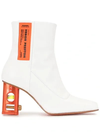 Heron Preston Spirit Level Heel Ankle Boots In White