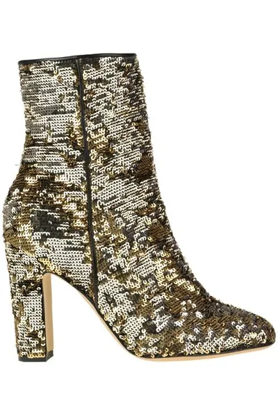 Paris Texas Sequined Ankle Boots In Gold