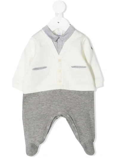 Il Gufo Babies' Double Jersey Romper In White,grey