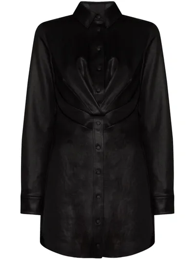 Rta Vivienne Faux Leather Button-down Dress In Black