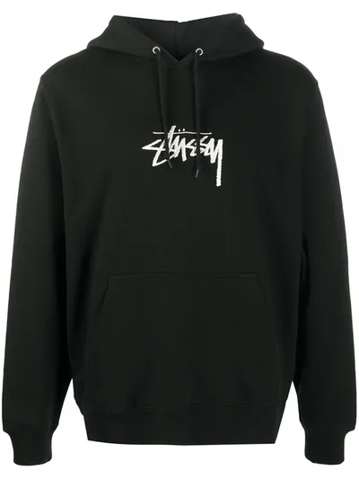 Stussy Stock Logo Applique Hoodie In Black