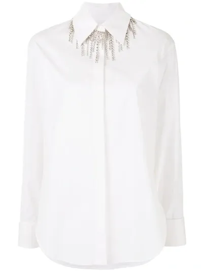 Area White Crystal Collar Blouse