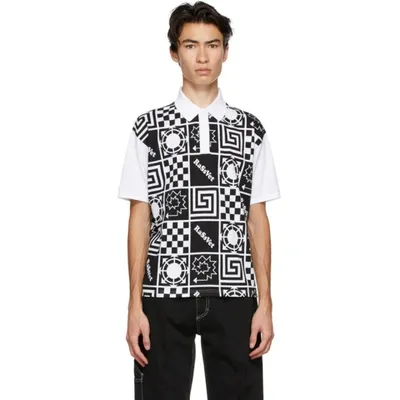 Rassvet Black & White Logo Pattern Polo In 2 White