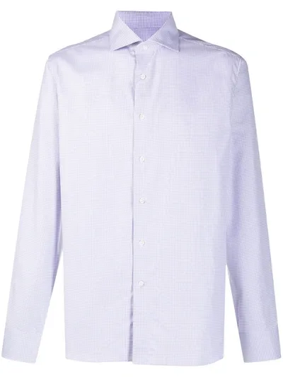 Canali Patterned Long-sleeve Shirt In White