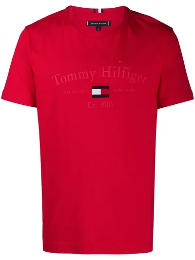 Tommy Hilfiger Logo Organic Cotton T-shirt In Red