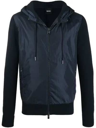 Hugo Boss Hooded Light Jacket In Blue