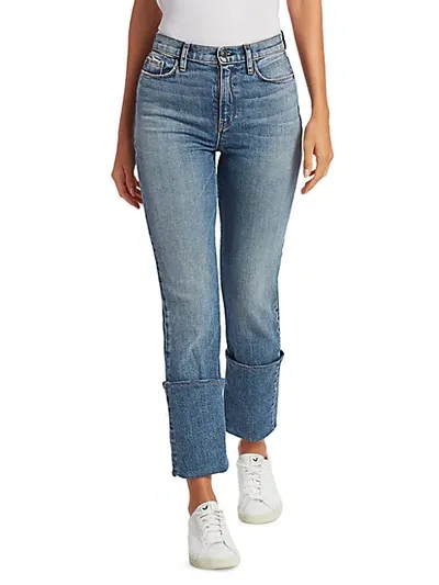 Hudson Holly High-rise Straight High-cuff Jeans In Blue