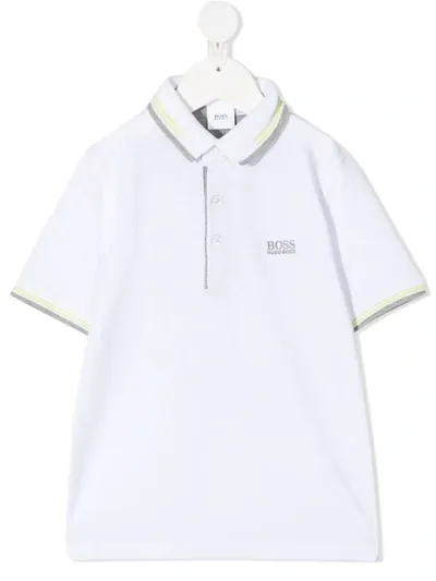 Hugo Boss Kids' Contrast Trim Polo Shirt In White