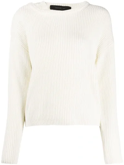 Federica Tosi Strap-neck Ribbed Sweater In Cream