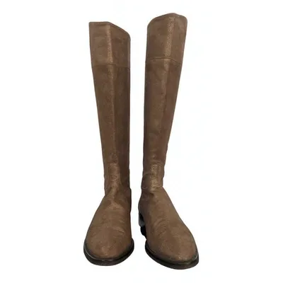 Pre-owned Pinko Leather Boots In Gold