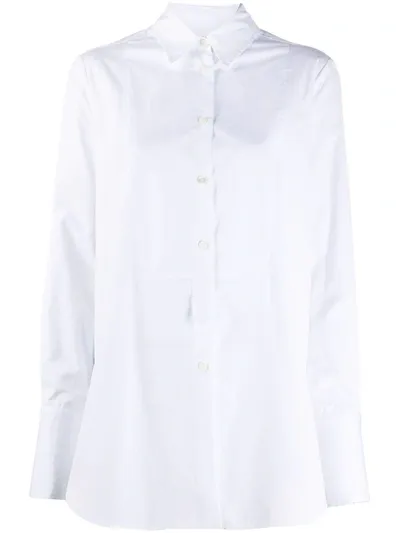 Alberto Biani Long-sleeved Cotton Shirt In White