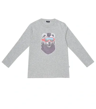 Il Gufo Kids' Bear Print Cotton Jersey T-shirt In Grey