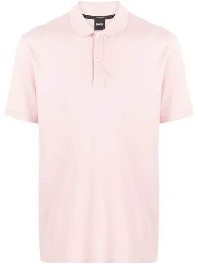 Hugo Boss Embroidered Logo Polo Shirt In Pink