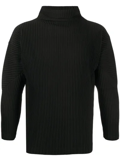 Issey Miyake Rib Knit Loose Fit Jumper In Black