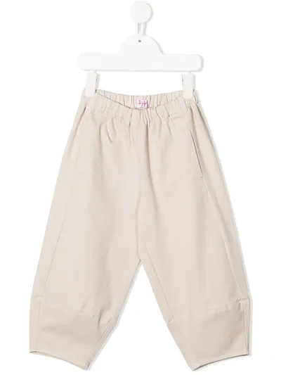 Il Gufo Kids' Elasticated-waist Straight Trousers In Neutrals