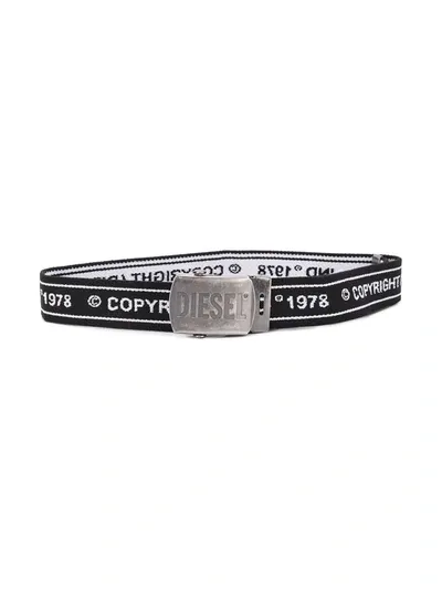 Diesel Teen Logo Buckle Belt In Black