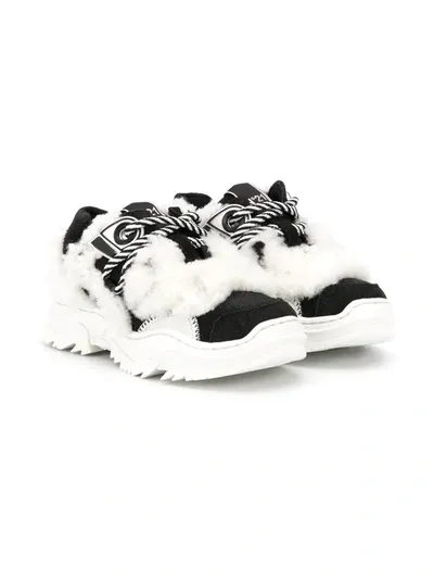 N°21 Teen Faux-fur Low-top Sneakers In Black